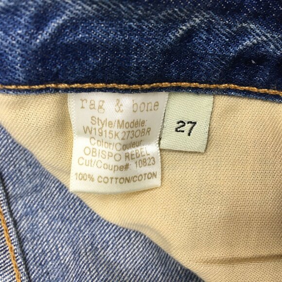 RAG & BONE Obispo Rebel 5 Pocket Logo Hardware Distressed Cuff Hem Denim Shorts - Picture 3 of 12